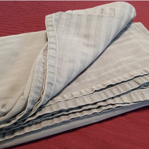 2 Flat Sheets 100% Cotton Threadmill Twin XL Grey 600 Thread Count Damask Stripe - Picture 3 of 9